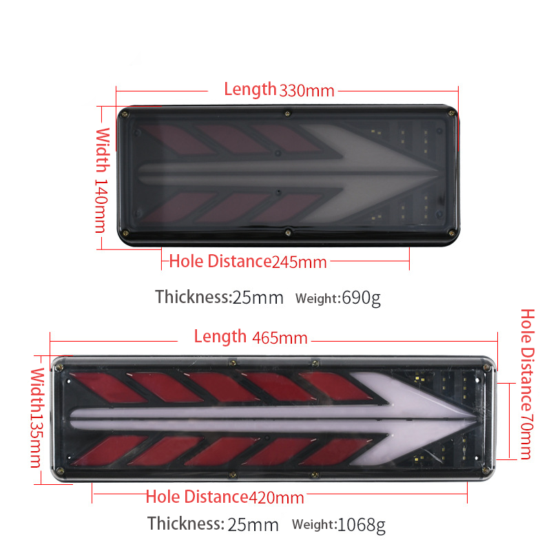 luz traseira de caminhão com seta de fluxo 12V / 24V YN-TLC158
