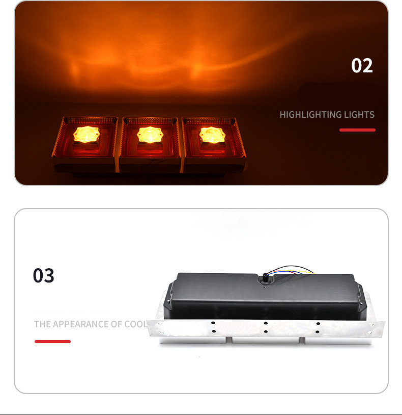 Luz traseira de caminhão LED 24V com 3 lâmpadas YN-TLC147