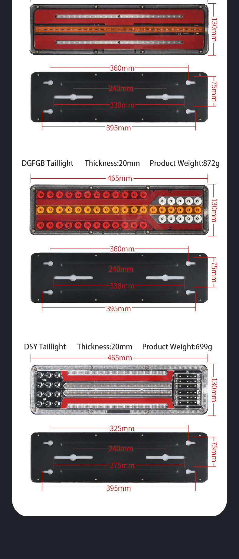 24V Luz traseira de caminhão YN-TLC126