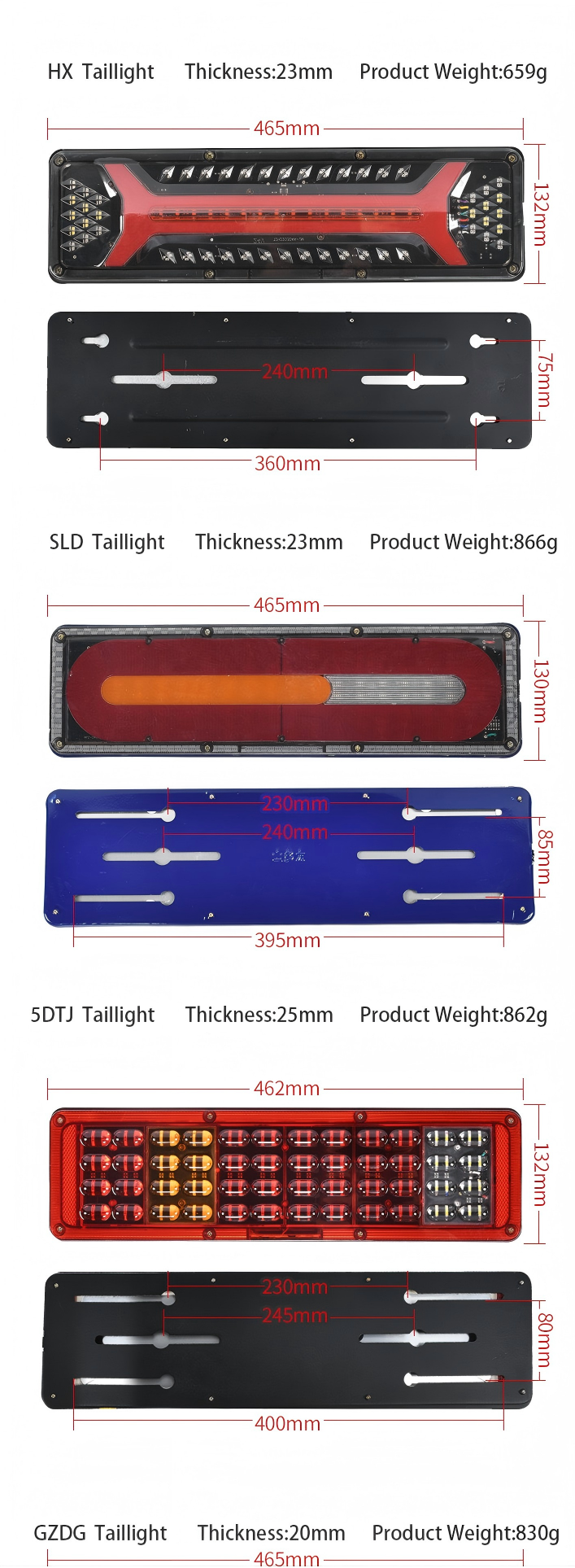 24V Luz traseira de caminhão YN-TLC126