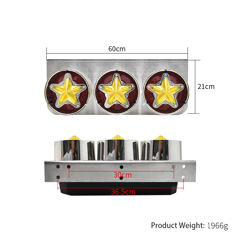 Luz traseira de caminhão triplo estrela LED 24V YN-TLC135
