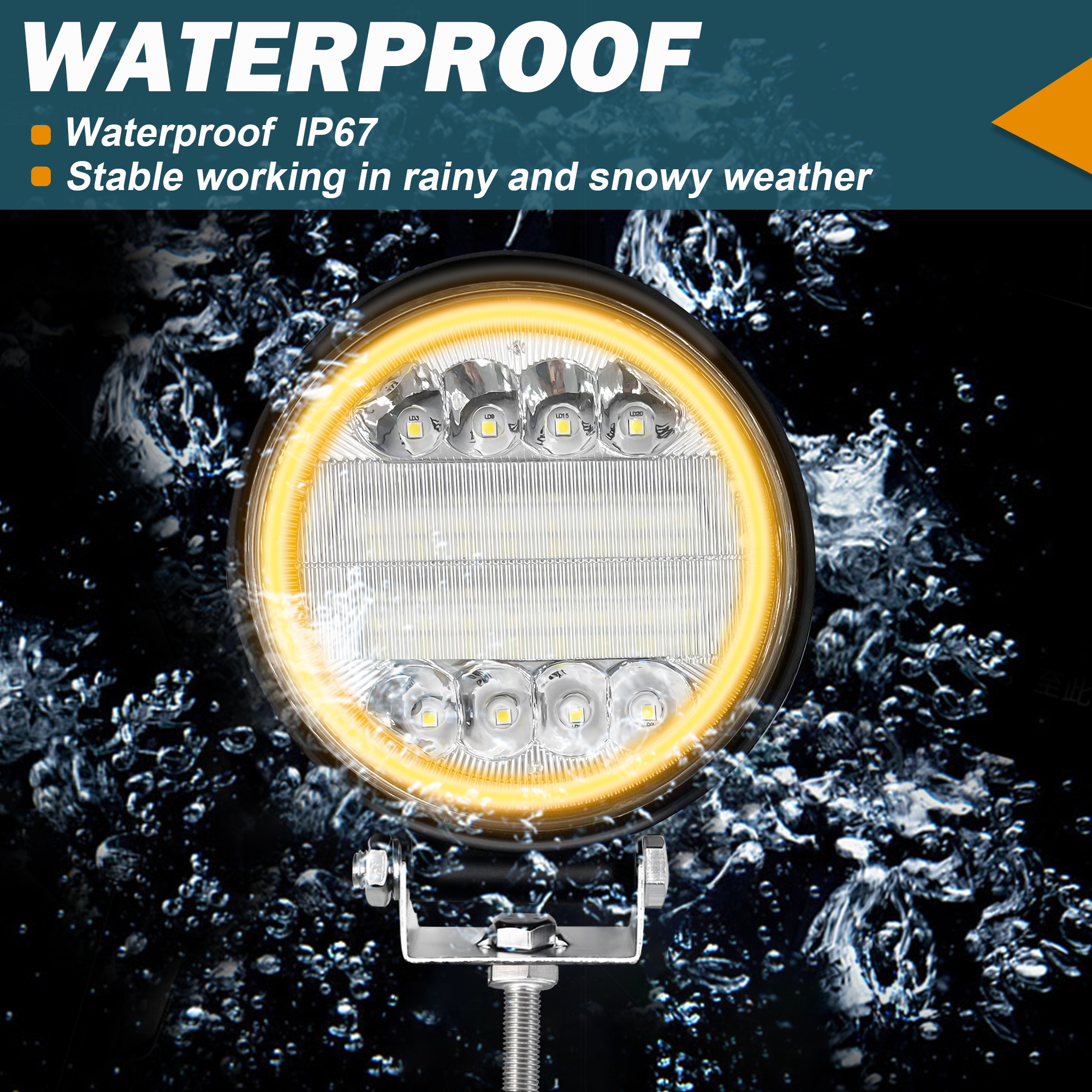 Luzes de trabalho LED redondas de 4,52 polegadas e 30 W (6)