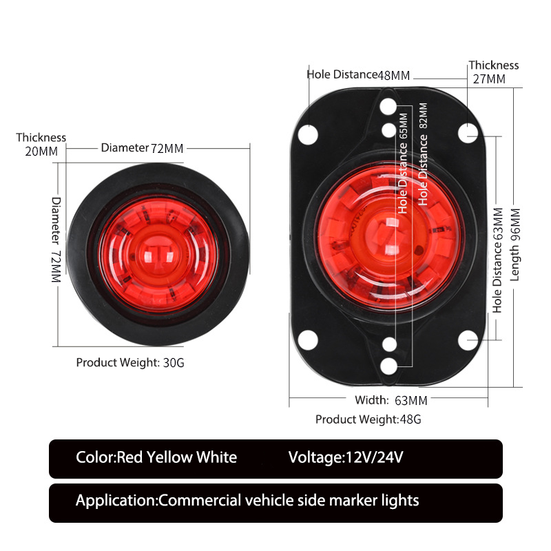 Luz do lado do caminhão LED 12V/ 24V YN-SLC110