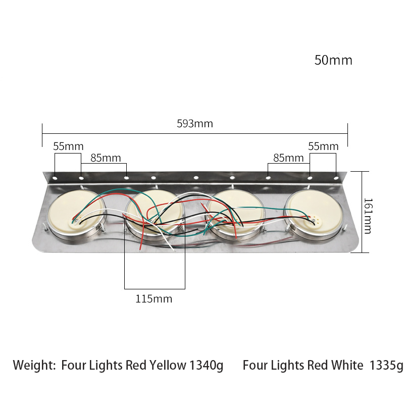 Luz traseira LED 24V de 2 cores quatro em uma YN-TLC142