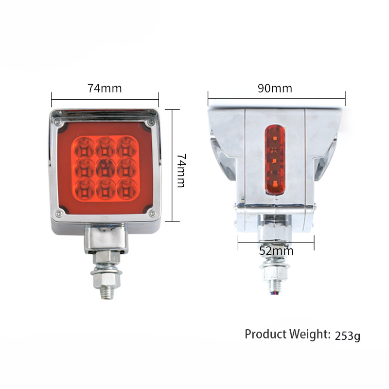 Lâmpada quadrada dupla face 12-24V com luz traseira de aba YN-TLC138