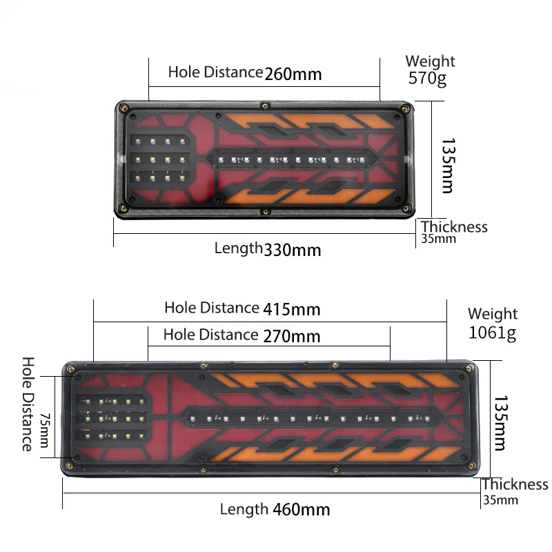 24V Luz traseira de caminhão LED 24V YN-TLC96