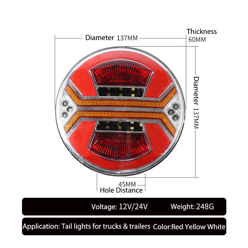 12V/24V 4 polegada Round LED TRAIL LUZ DA TAIL YN-TLC100