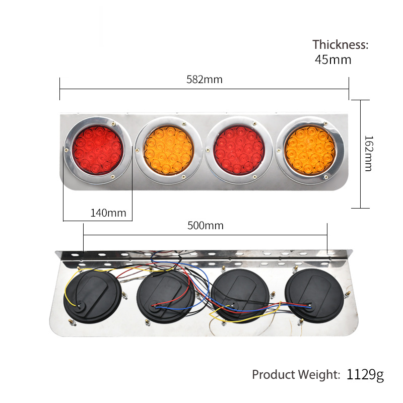 Luz traseira de caminhão 24V 16LED padrão YN-TLC20