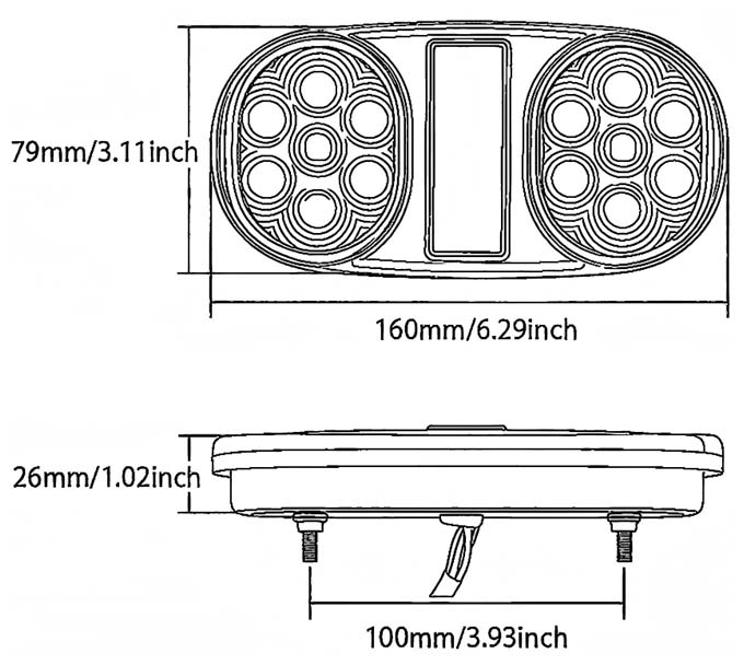 Luz traseira de caminhão 12V YN-WL-9