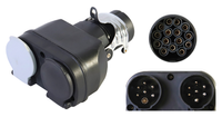 Adaptador de reboque de 13 pinos para duplo de 7 pinos, divisor de soquete de reboque estilo europeu de 13 a 2x7 vias com suporte de travamento YN-WR-41