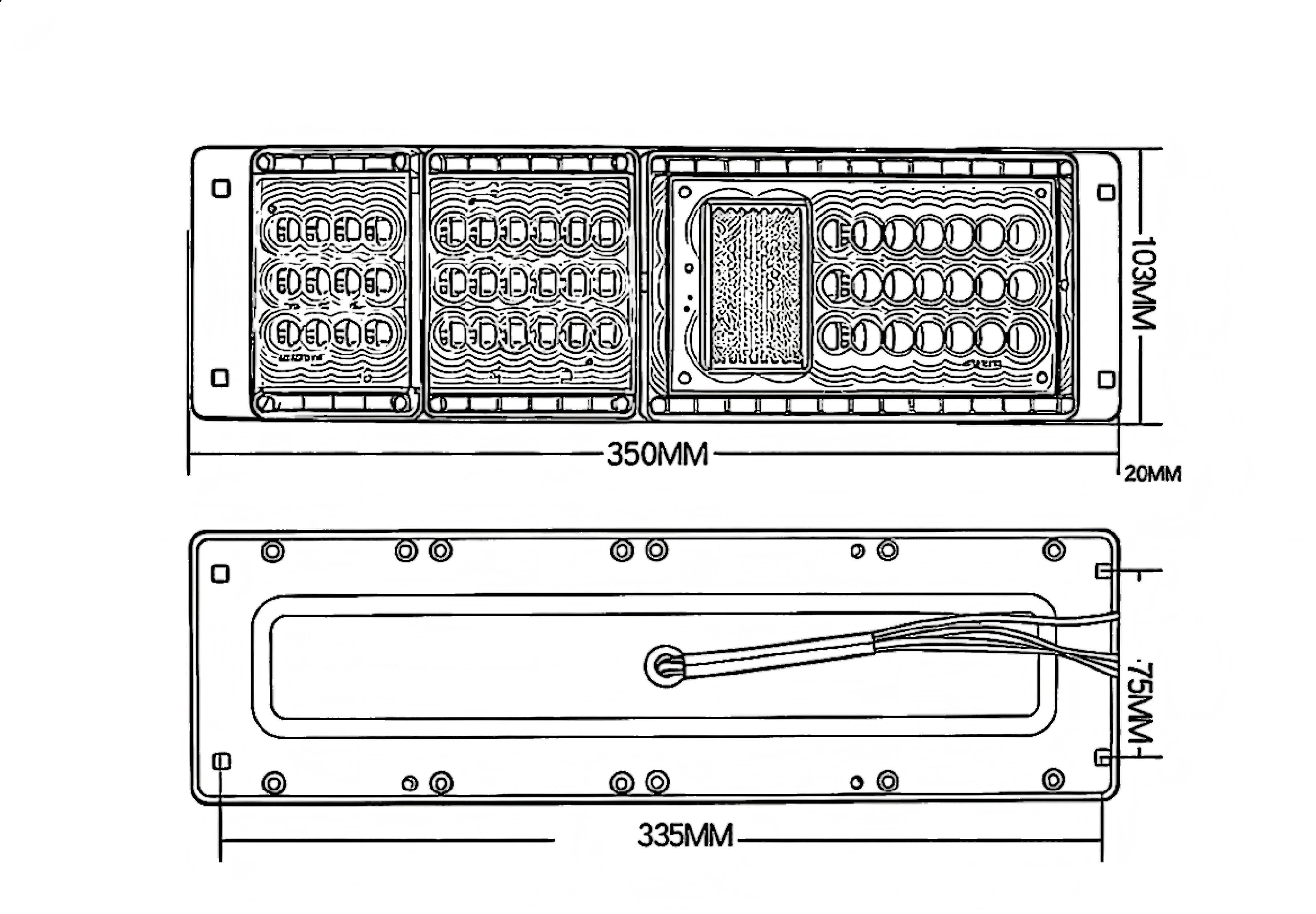 Luz traseira de caminhão 12V YN-WL-29