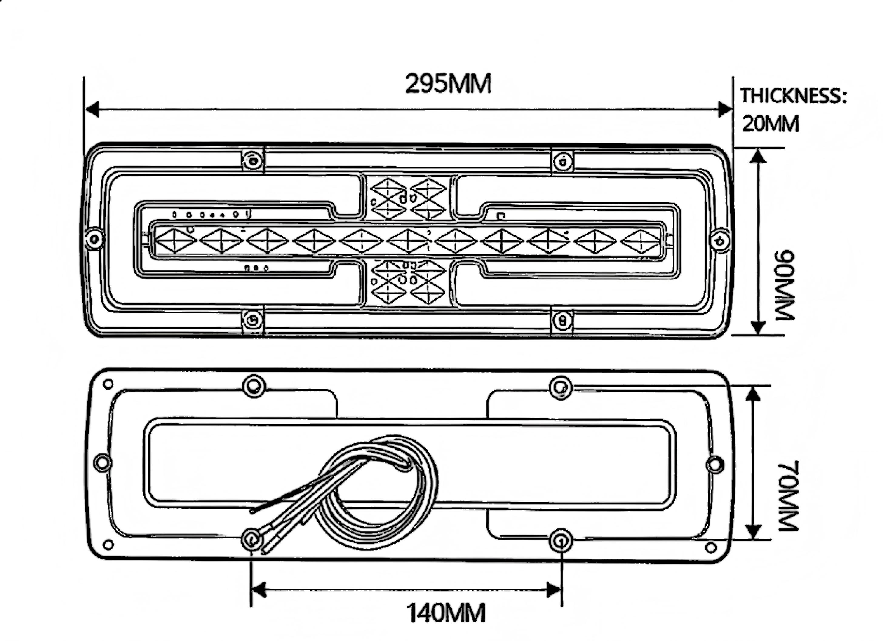 Luz traseira de caminhão 12V ou 24V YN-WL-65