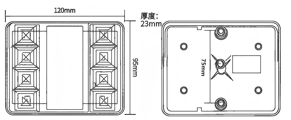 Luz traseira de caminhão 12V ou 24V YN-WL-330