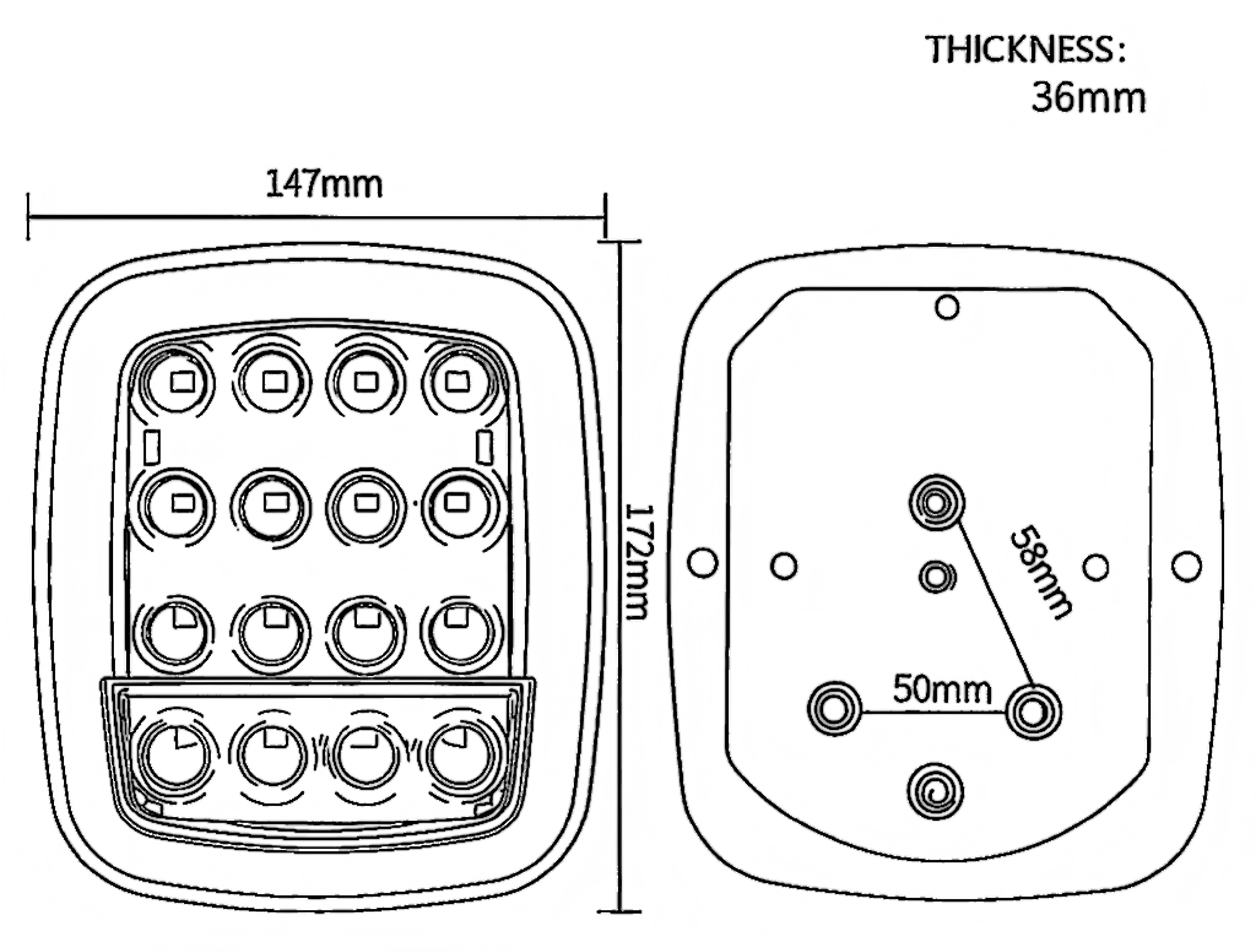 Luz traseira de caminhão 12V ou 24V YN-WL-340