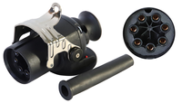 Plugue de reboque de 7 pinos com suporte de travamento de metal, conector elétrico redondo de 7 vias para serviço pesado com bota de borracha, 12V/24V YN-WR-42