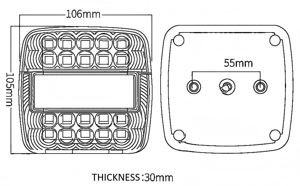 Luz traseira de caminhão 12V ou 24V YN-WL-325