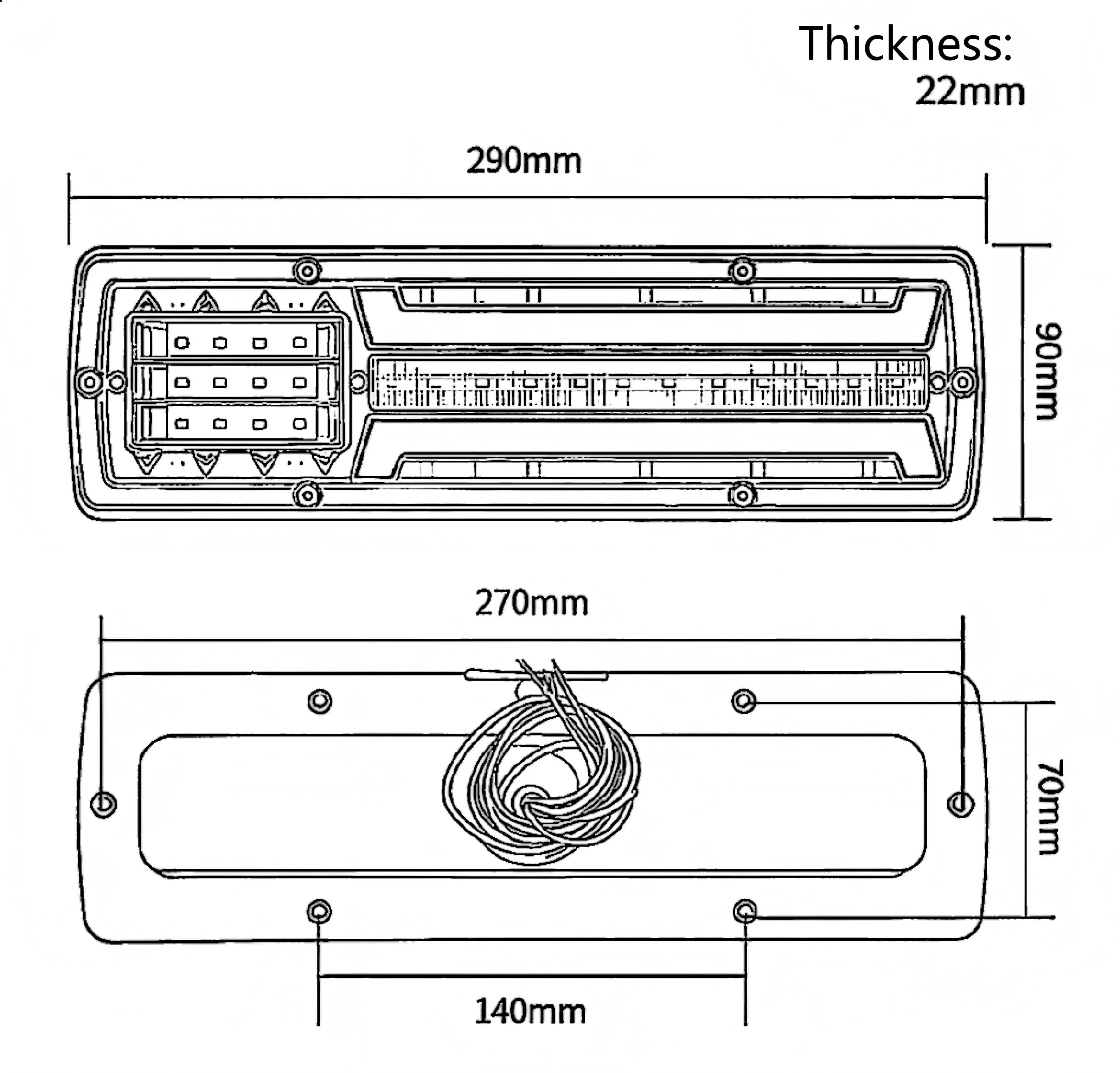 Luz traseira de caminhão 12V ou 24V YN-WL-99